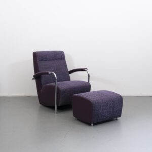 Leolux Scylla Hoog Fauteuil Paars Stof + Hocker