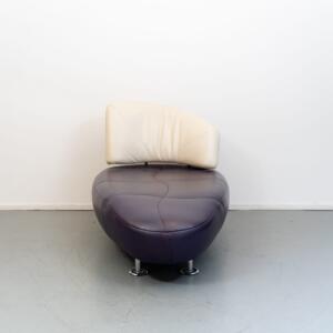 Leolux Kikko Chaise Longue Fauteuil Paars/Wit Leer