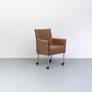 (Merk) (Model) Stoel Cognac Leer - Metaal