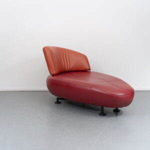 Leolux Kikko Chaise Longue Fauteuil Oranje/Rood Leer