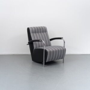 Leolux Scylla Hoog Fauteuil Grijs/Zwart Gestreept Stof