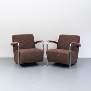 Leolux Scylla Laag Fauteuil Rood/Bruin Stof