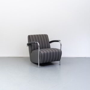 Leolux Scylla Laag Fauteuil Zwart/Grijs Gestreept Stof