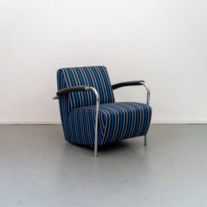 Leolux Scylla Fauteuil Blauw Gestreept Stof