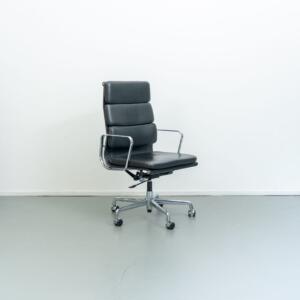 Vitra Eames EA 219 Bureaustoel Zwart Leer - Chroom