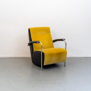 Leolux Scylla Hoog Fauteuil Geel/Zwart Stof