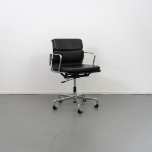 Vitra Eames EA 217 Stoel Zwart Leer - Chroom