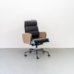 Vitra Eames EA 219 Bureaustoel Zwart Leer - Chroom