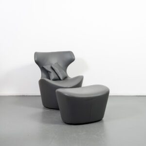 B&B Italia Piccola Papilio Fauteuil Grijs Leer + Hocker