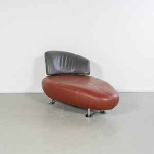 Leolux Kikko Chaise Longue Fauteuil Rood/Antraciet Leer
