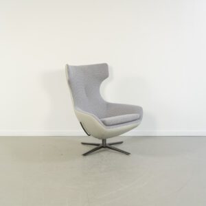Leolux Caruzzo Plus Fauteuil Groen Leer/Grijs Stof - Zwart