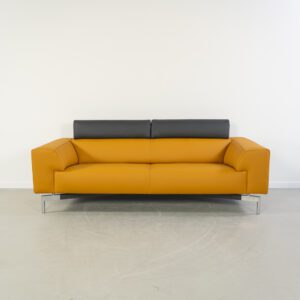 Leolux Howlo Bank 3-Zits Maïsgeel/Zwart Leer