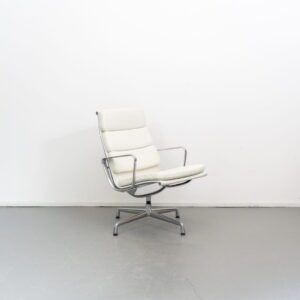 Vitra Eames EA 216 Fauteuil Wit Leer - Chroom
