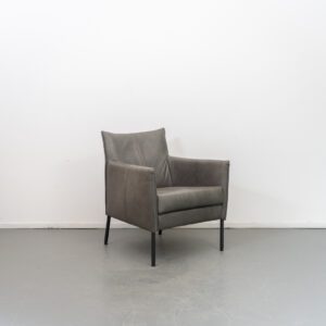 Bert Plantagie Dalia Fauteuil Grijs Leer - Zwart