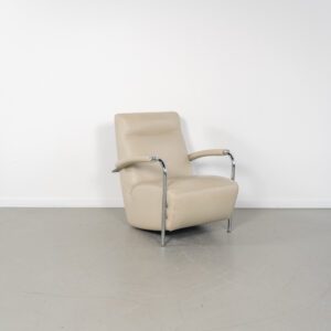Leolux Scylla Hoog Fauteuil Wit Leer - Chroom