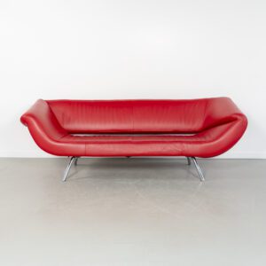 Leolux Arabella Bank 3-Zits Rood Leer - Chroom