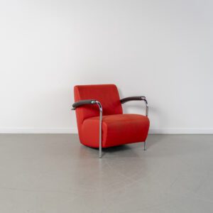 Leolux Scylla Laag Fauteuil Oranje Stof/Leer - Chroom