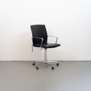 Polflex Bureaustoel Zwart Leer - Chroom