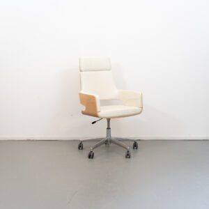 Thonet S845 Bureaustoel Hout/Creme Leer