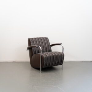 Leolux Scylla Laag Fauteuil Bruin/Wit/Zwart Stof