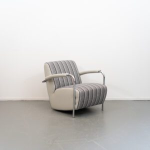 Leolux Scylla Laag Fauteuil Gestreept Stof/Grijs Leer