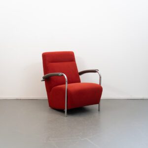 Leolux Scylla Hoog Fauteuil Rood Stof - Chroom