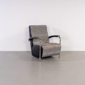 Leolux Scylla Hoog Fauteuil Grijs Stof + Hocker