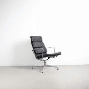 Vitra Eames EA 216 Fauteuil Zwart Leer - Chroom