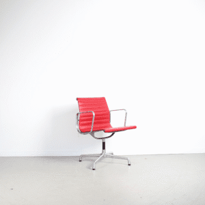 Vitra Eames EA 108 Stoel Rood Leer - Aluminium