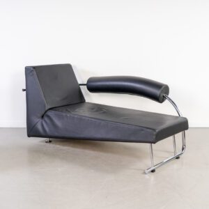 Gispen Chaise Longue Zwart Leer - Chroom