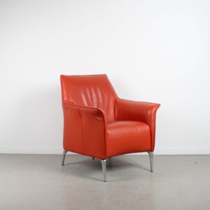 Leolux Mayuro Fauteuil Oranje Leer - Chroom