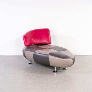 Leolux Kikko Chaise Longue Fauteuil Grijs/Roze Leer