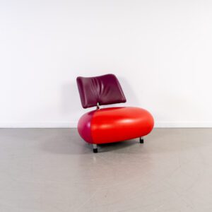 Leolux Pallone Fauteuil Rood/Roze/Paars Leer - Chroom