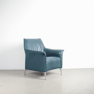 Leolux Mayuro Fauteuil Turquoise Leer - Chroom