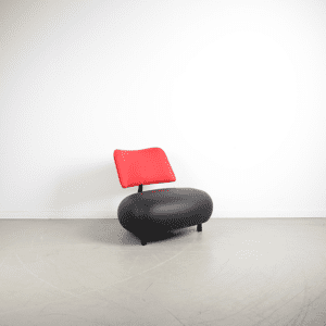 Leolux Pallone Fauteuil Zwart/Rood Leer - Zwart