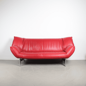 Leolux Tango Bank 3-Zits Rood Leer - Chroom