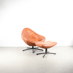 Label Hidde Fauteuil Cognac Leer + Hocker