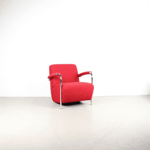Leolux Scylla Laag Fauteuil Rood Stof - Chroom