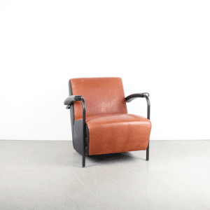 Leolux Scylla Laag Fauteuil Cognac/Zwart Leer - Zwart