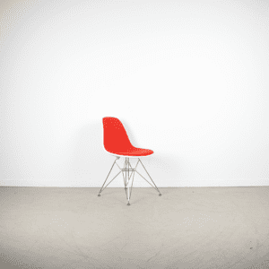 Vitra Eames DSR Stoel Wit/Rood Stof - Chroom