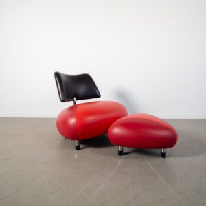 Leolux Pallone Fauteuil Rood/Oranje/Zwart + Hocker