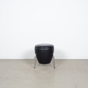 Artanova Fauteuil Zwart Leer + Hocker