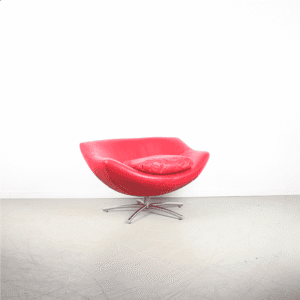 Label Gigi Fauteuil Rood Leer - Aluminium