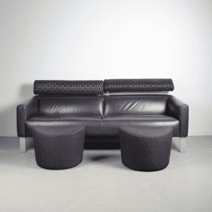 Leolux Patachou Bank Paars Leer + Hocker