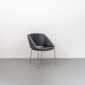 Leolux Mobius Stoel Antraciet/Zwart Leer - Chroom