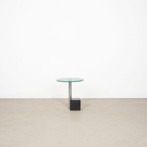 Metaform HK-2 Bijzettafel Rond Glas/Zwart Graniet Ø40 cm - Chroom