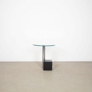 Metaform HK-2 Bijzettafel Rond Glas/Zwart Graniet Ø50 cm - Chroom