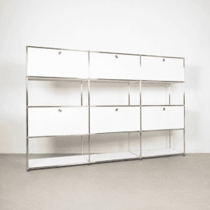 USM Haller Modulaire Kast Wit Gepoedercoat Staal – Chroom