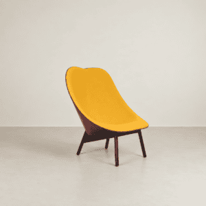 Hay Uchiwa Lounge Chair Fauteuil Geel/Bordeauxrood Stof