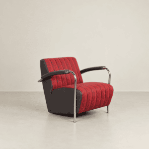 Leolux Scylla Laag Fauteuil Bruin/Rood Leer/Stof